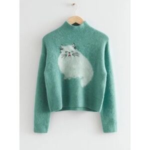 Jacquard Cat Motif Jumper Sweater Size S